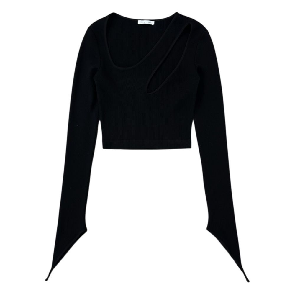 Urban Outfitters Out From Under Black Ribbed Seamless Top With Cut Out Detailing